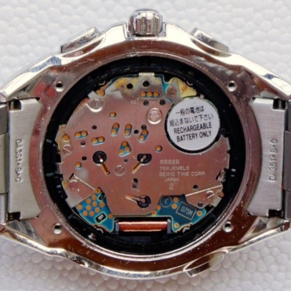 Thumbnail image of Seiko movement 8B82A, sadly with some water damage and rust.