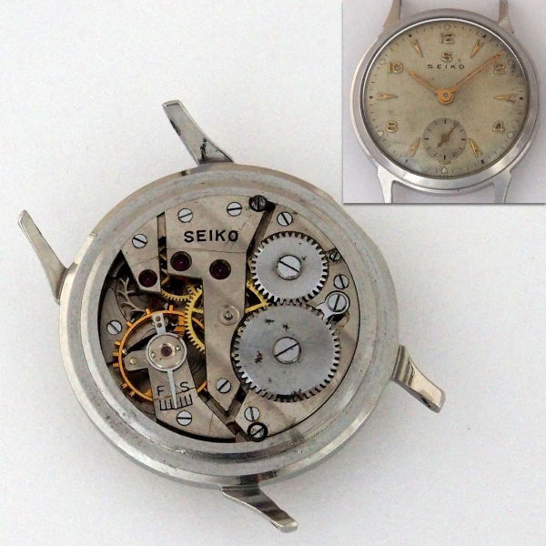 Seiko movement 10B in a model 1740 watch from around 1955.
